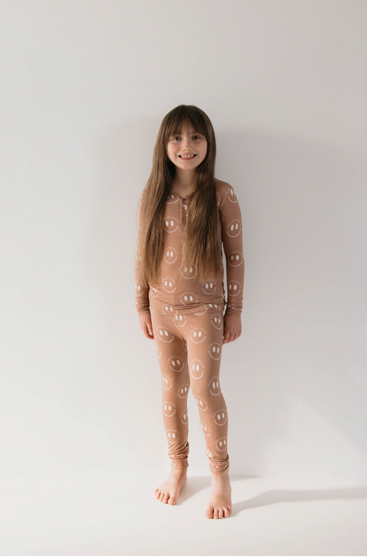 Bamboo Two Piece Pajamas | Desert Clay ff Smile