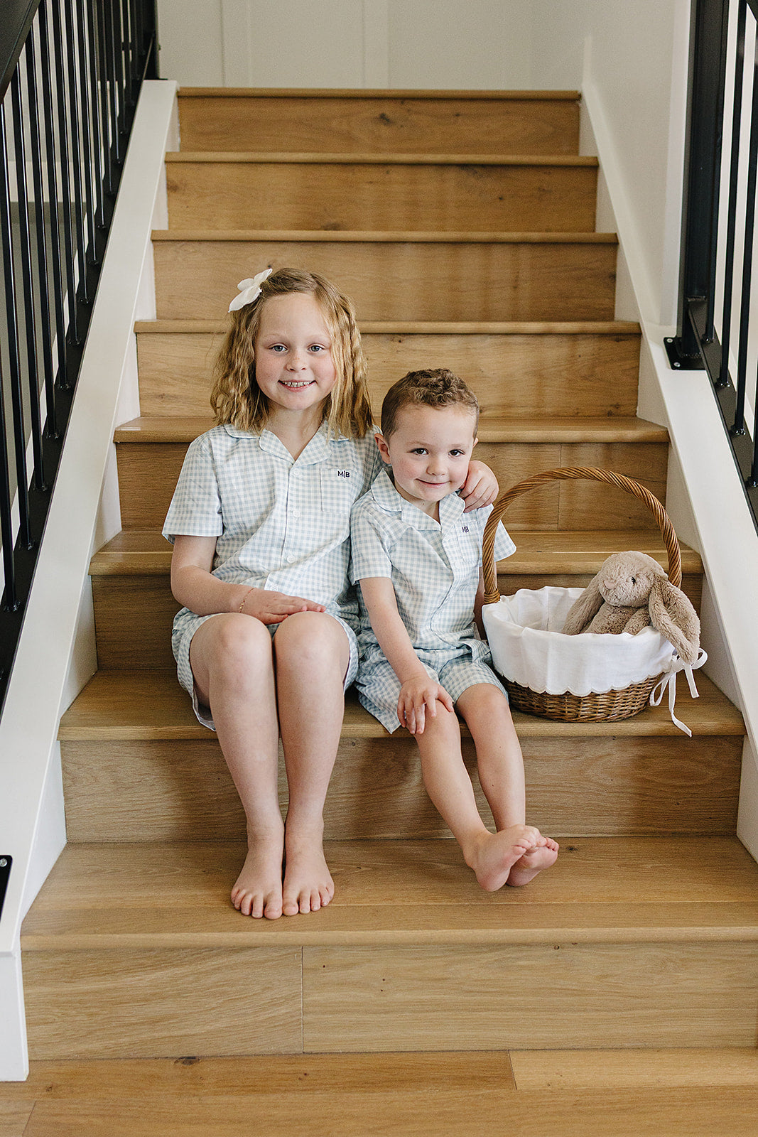 Light Blue Gingham Short Pajama Set