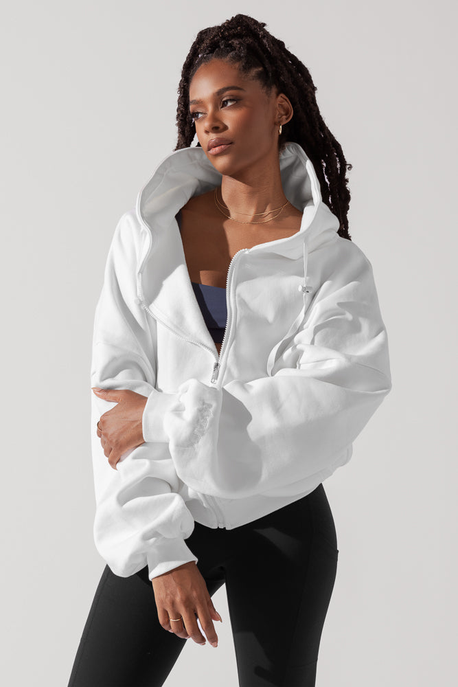 Zip Cloud Hoodie - White