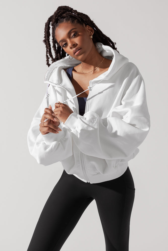 Zip Cloud Hoodie - White