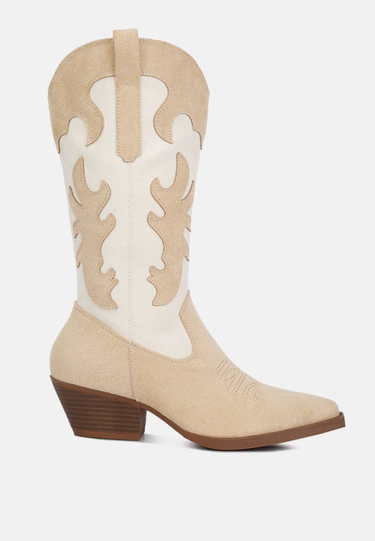 Adanna Micro Suede Patchwork Cowboy Boots - Mack & Harvie