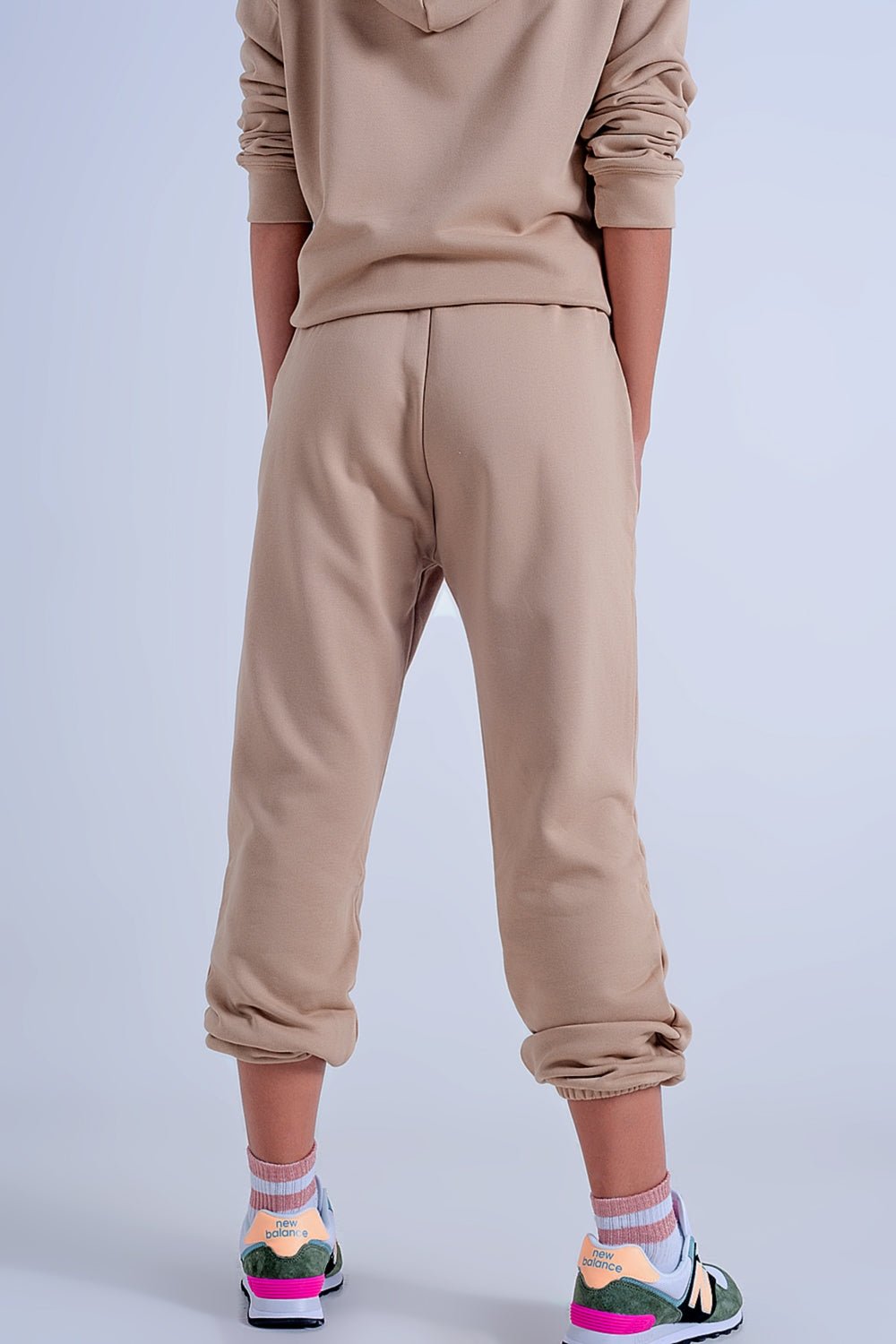 Adjustable Waistband Joggers in Beige - Mack & Harvie