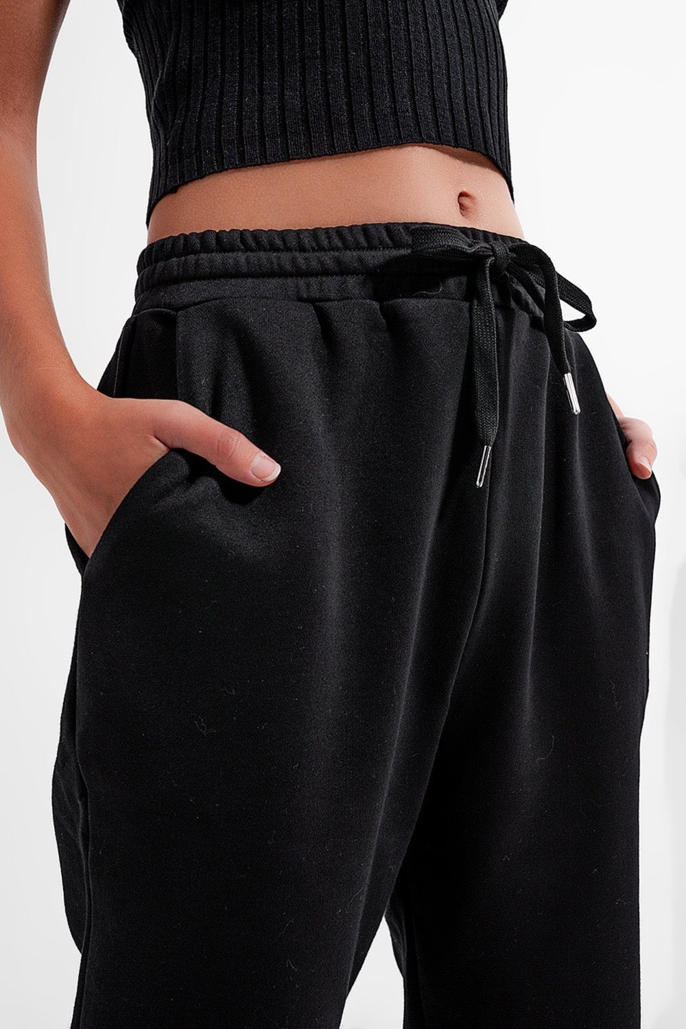 Adjustable Waistband Joggers in Black - Mack & Harvie