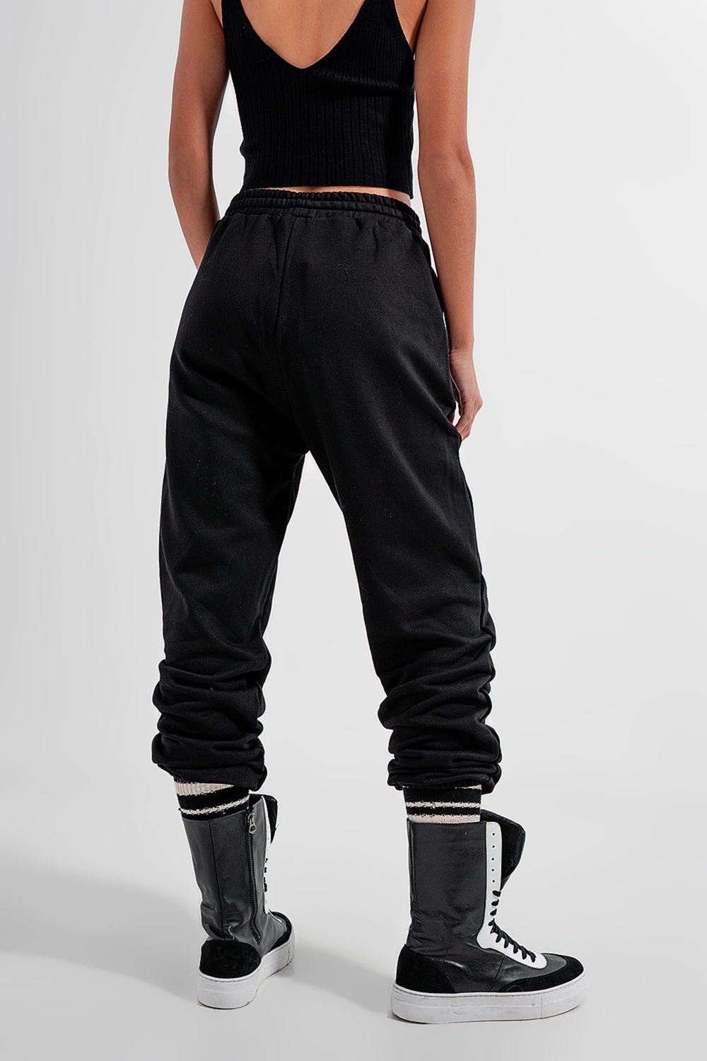 Adjustable Waistband Joggers in Black - Mack & Harvie