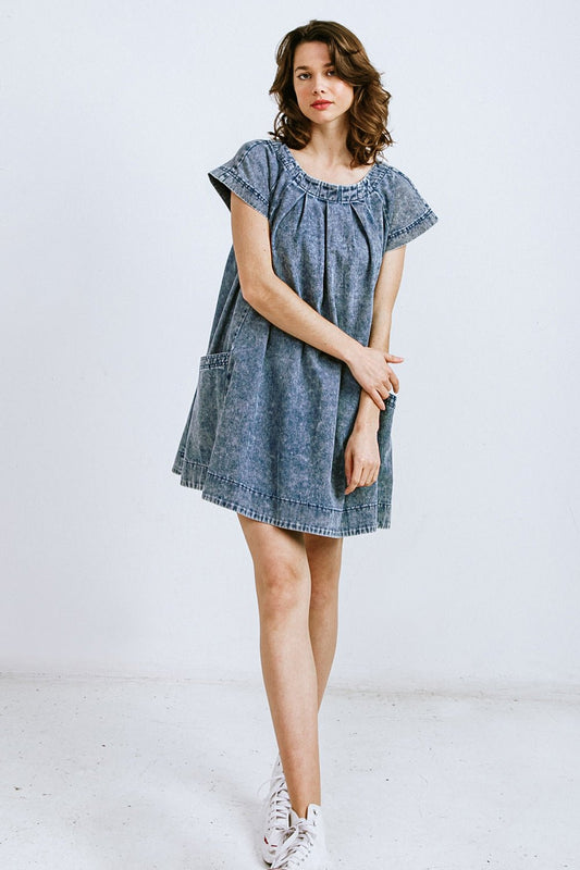 ALL ABOUT HER DENIM MINI DRESS - Mack & Harvie