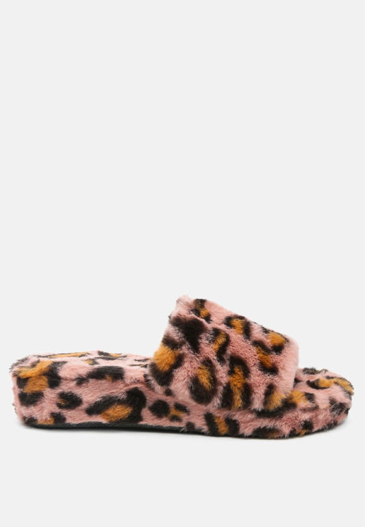 All Day Indoor Fur Flats In Leopard - Mack & Harvie