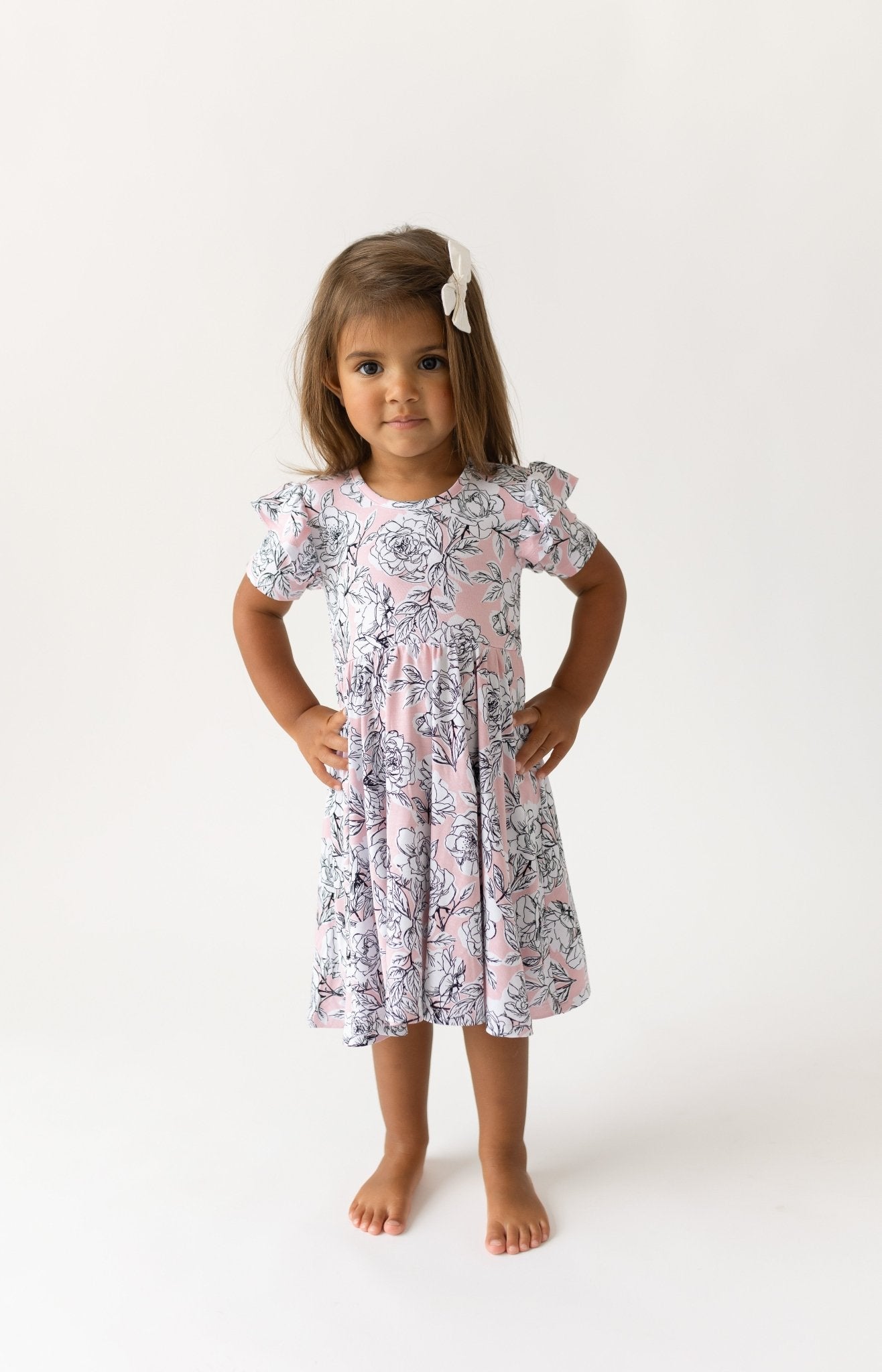 Allie Floral Bamboo Ruffle Spin Dress - Mack & Harvie