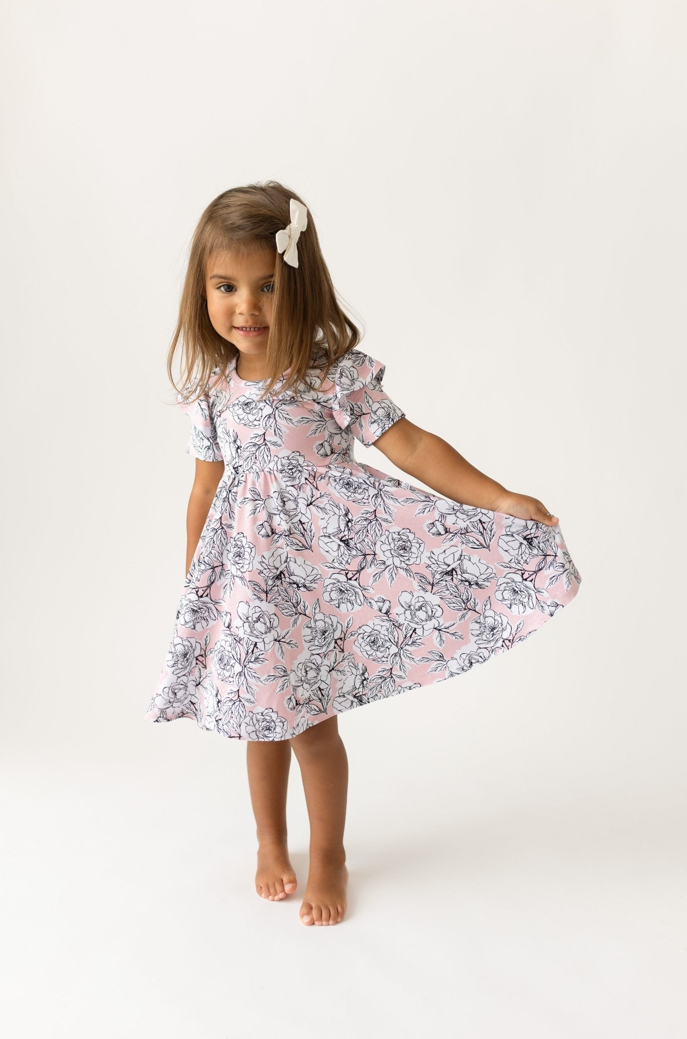 Allie Floral Bamboo Ruffle Spin Dress - Mack & Harvie