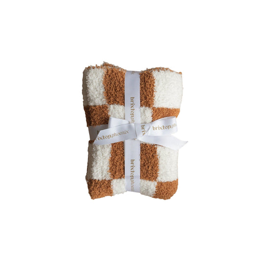 Almond Check | XS Plush Blanket - Mack & Harvie