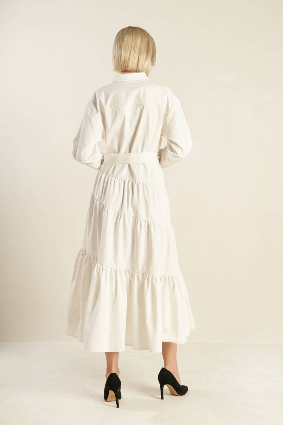 ANYTIME NOW WOVEN TWILL MIDI DRESS - Mack & Harvie