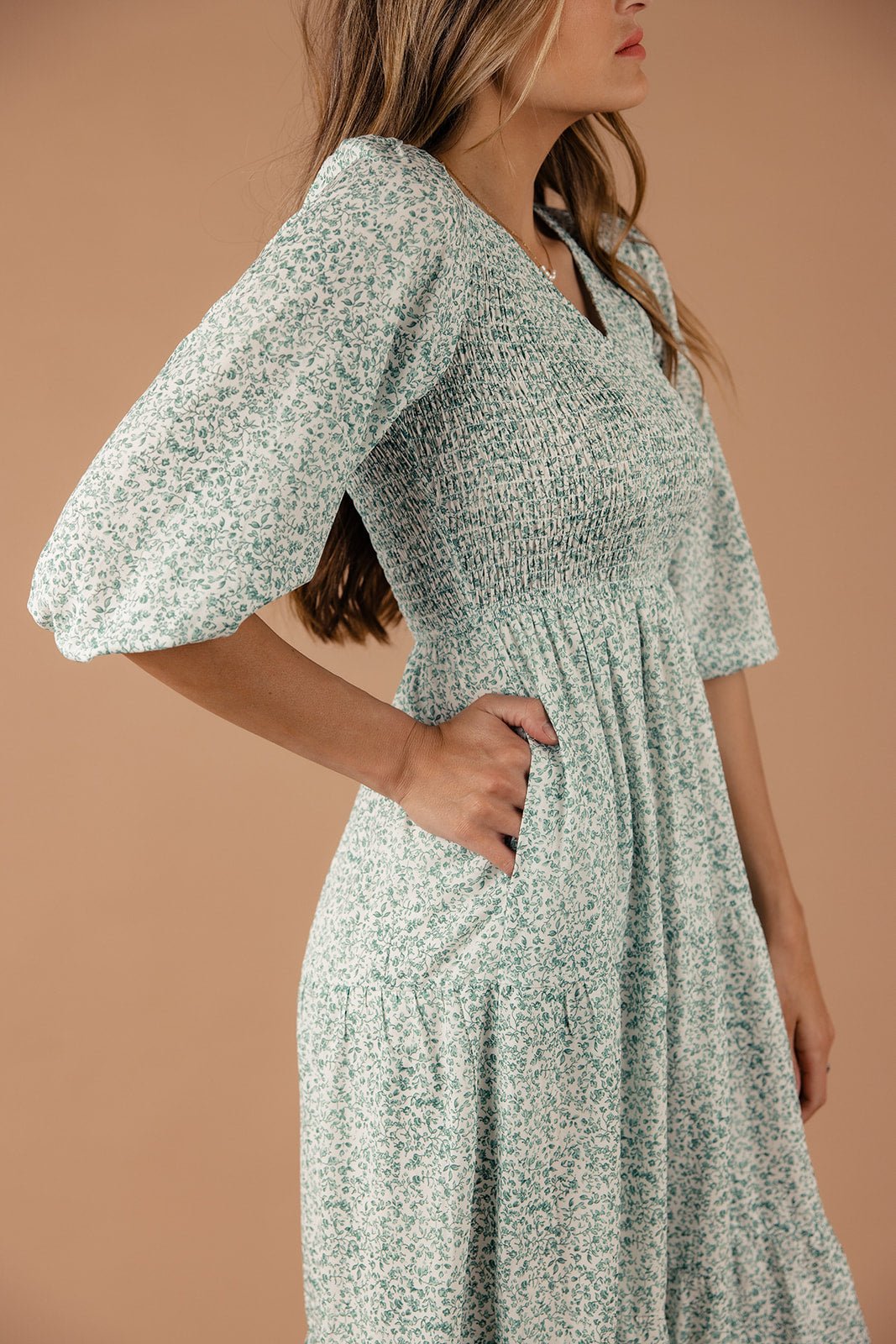 Avie Floral Smocked Midi - Mack & Harvie