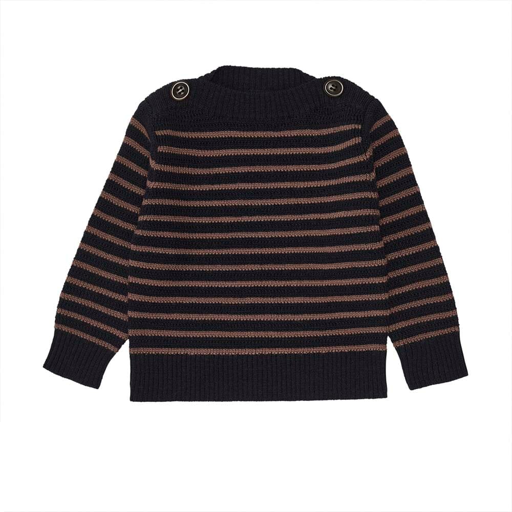 Baby Boatneck Sweater - Dark Navy/Nutmeg - Mack & Harvie