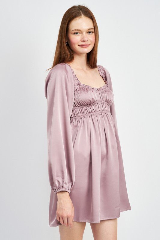 BABY DOLL MINI DRESS WITH RUFFLE DETAIL - Mack & Harvie