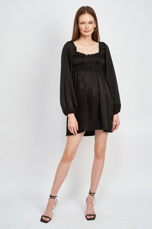 BABY DOLL MINI DRESS WITH RUFFLE DETAIL - Mack & Harvie