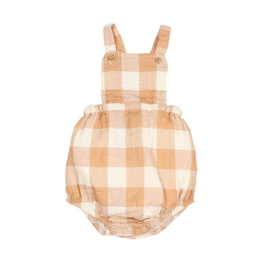 Baby Gingham Romper - Caramel - Mack & Harvie