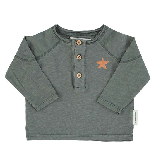 Baby Logo Long Sleeve - Dark Green w/ Camel Logo Print - Mack & Harvie