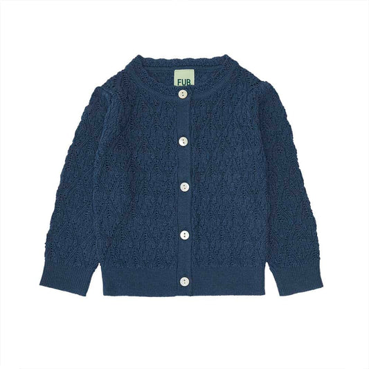 Baby Pointelle & Lace Cardigan - Indigo - Mack & Harvie