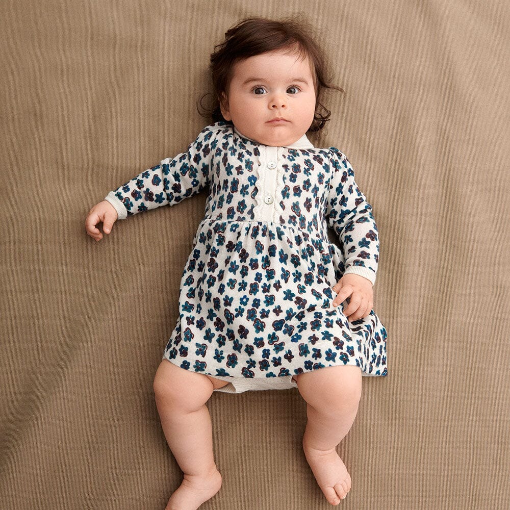 Baby Sweater Dress - Ecru/Indigo - Mack & Harvie