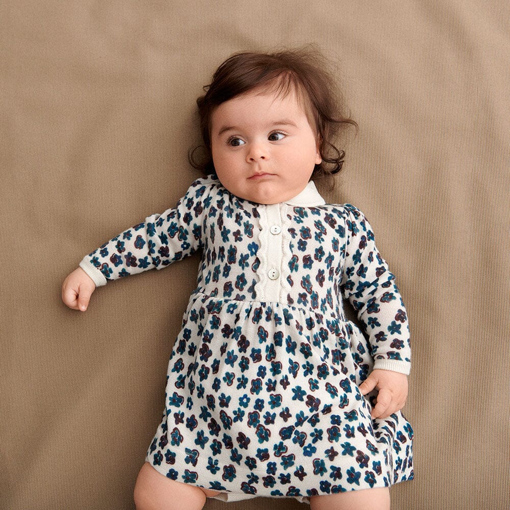 Baby Sweater Dress - Ecru/Indigo - Mack & Harvie