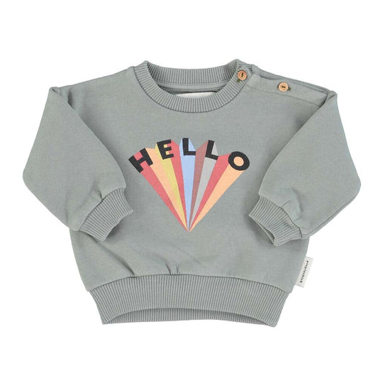 Baby Unisex Sweatshirt - Greenish Grey with Hello Print - Mack & Harvie