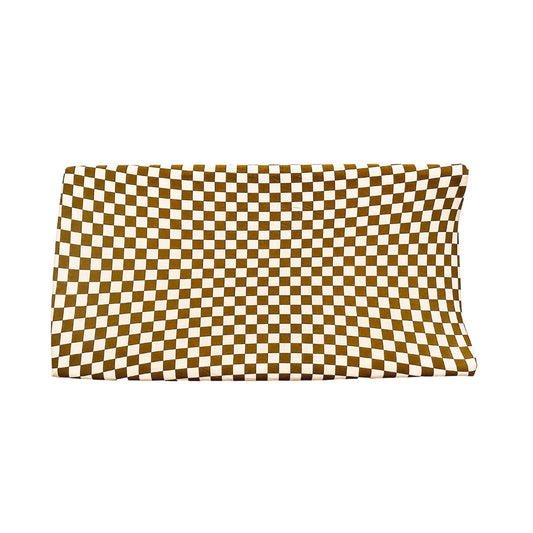 Bamboo Changing Pad Cover - Toffee Checkered - Mack & Harvie