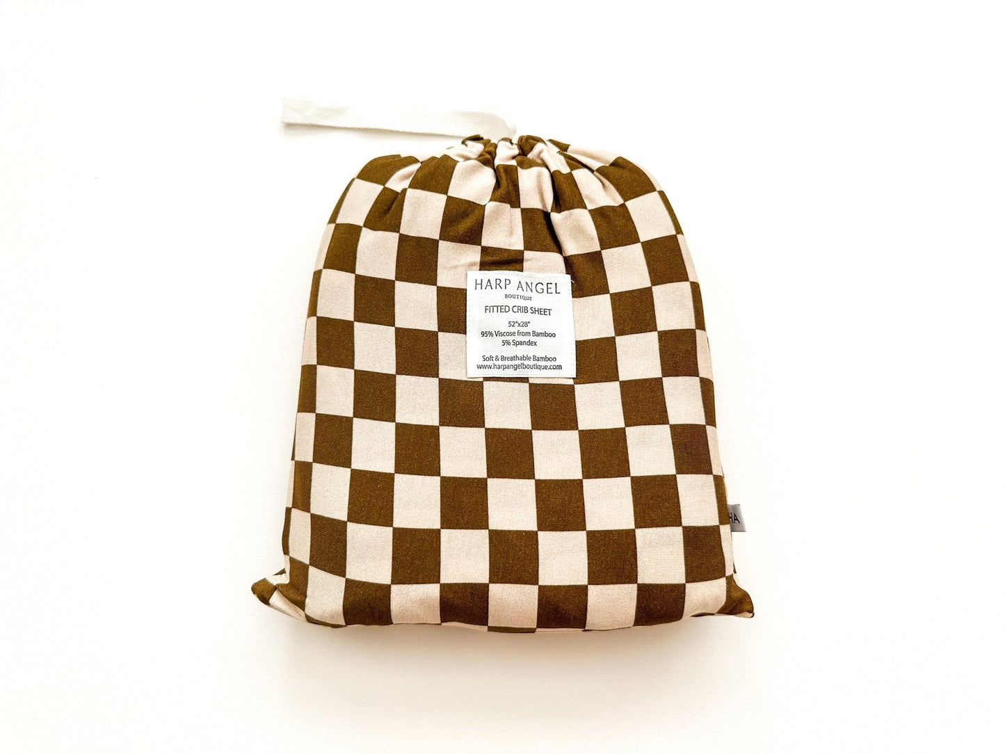 Bamboo Fitted Crib Sheet - Toffee Checkered - Mack & Harvie