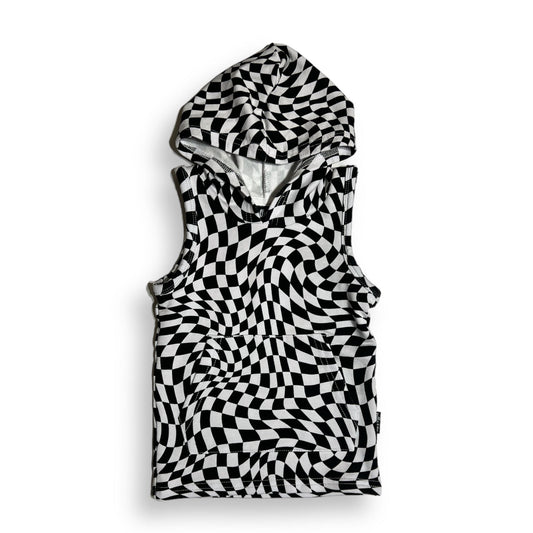 BAMBOO HOODIE TANK - Black Dizzy Check - Mack & Harvie