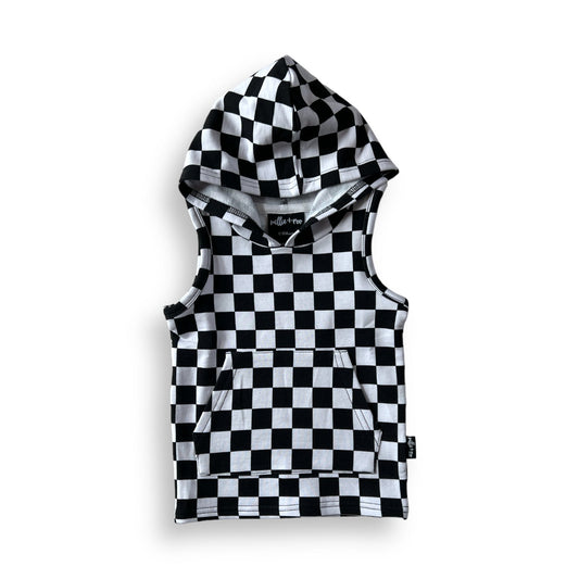 BAMBOO HOODIE TANK - B+W Check - Mack & Harvie