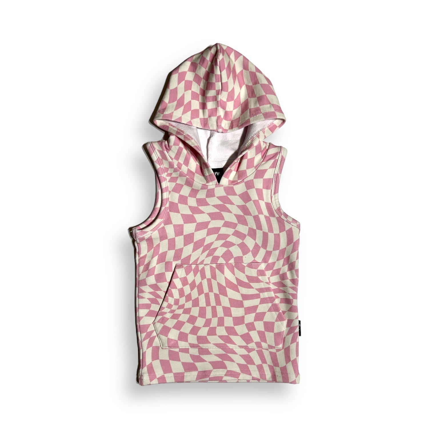 BAMBOO HOODIE TANK - Pink Dizzy Check - Mack & Harvie