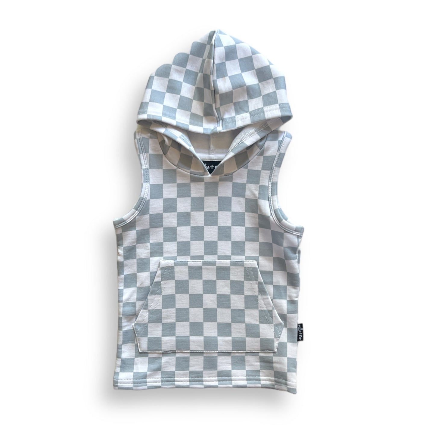 BAMBOO HOODIE TANK - Stone Check - Mack & Harvie