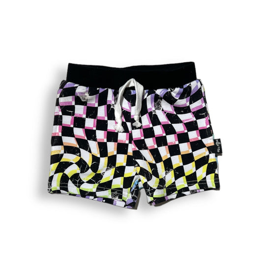 BAMBOO JOGGER SHORTS - Neon Dizzy Check - Mack & Harvie