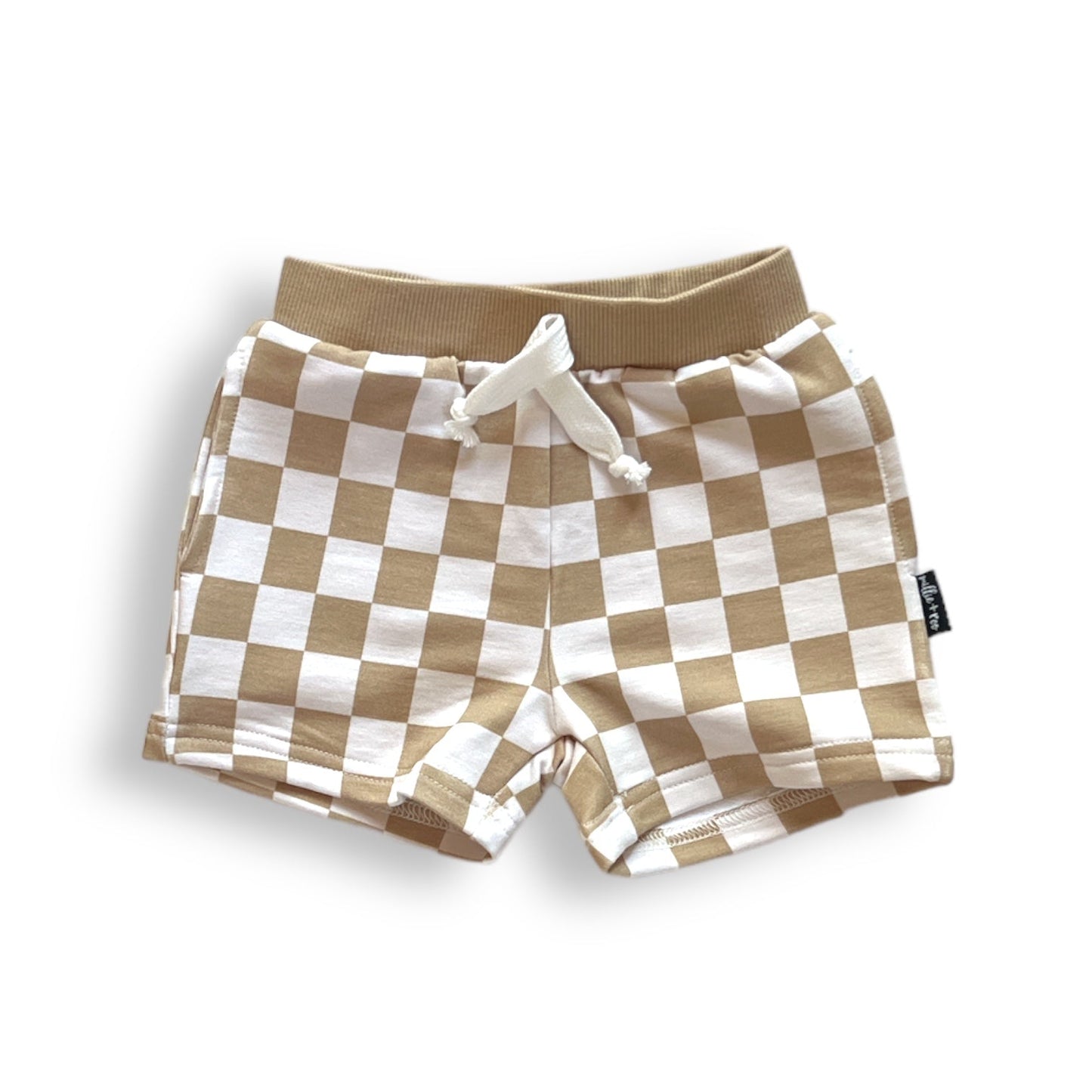 BAMBOO JOGGER SHORTS - Tan Check - Mack & Harvie