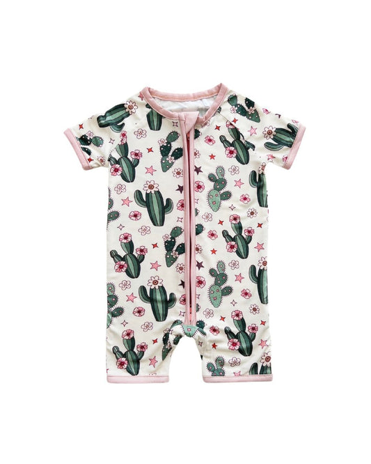 Bamboo Shorty Romper | Cactus Flowers - Mack & Harvie