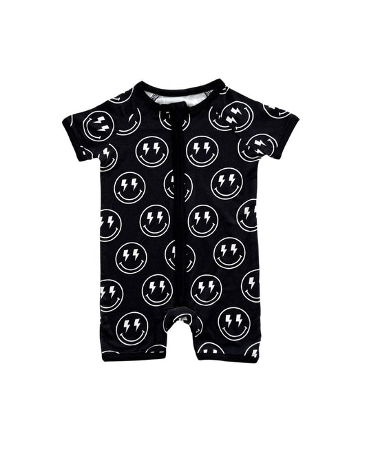 Bamboo Shorty Romper | Electric Smiley - Mack & Harvie