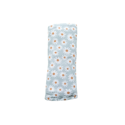 Bamboo Stretch Swaddle - Blue Daisy - Mack & Harvie