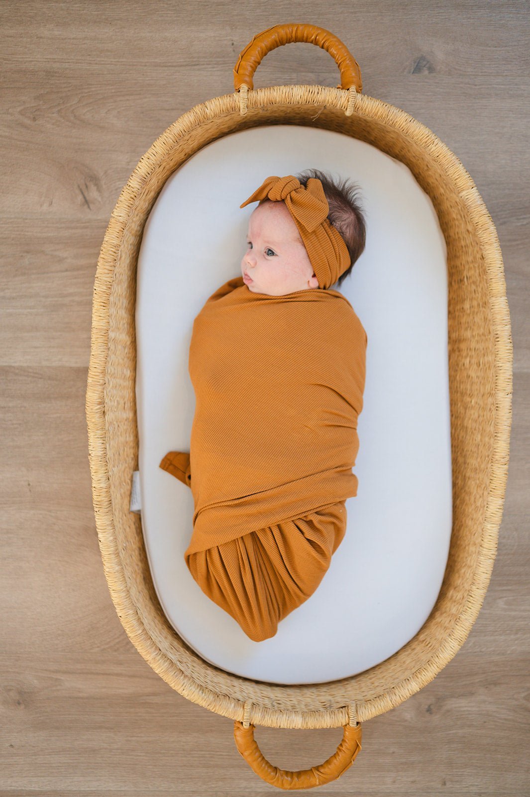 Bamboo Stretch Swaddle - Caramel Ribbed - Mack & Harvie