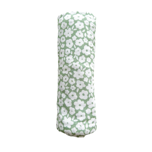 Bamboo Stretch Swaddle - Sage Ditsy Floral - Mack & Harvie