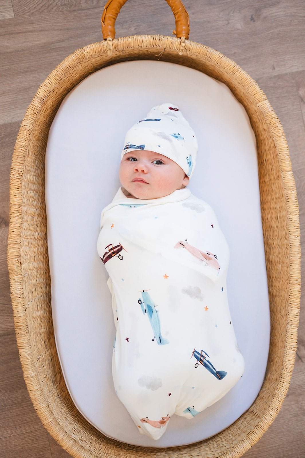 Bamboo Stretch Swaddle - Vintage Airplane - Mack & Harvie