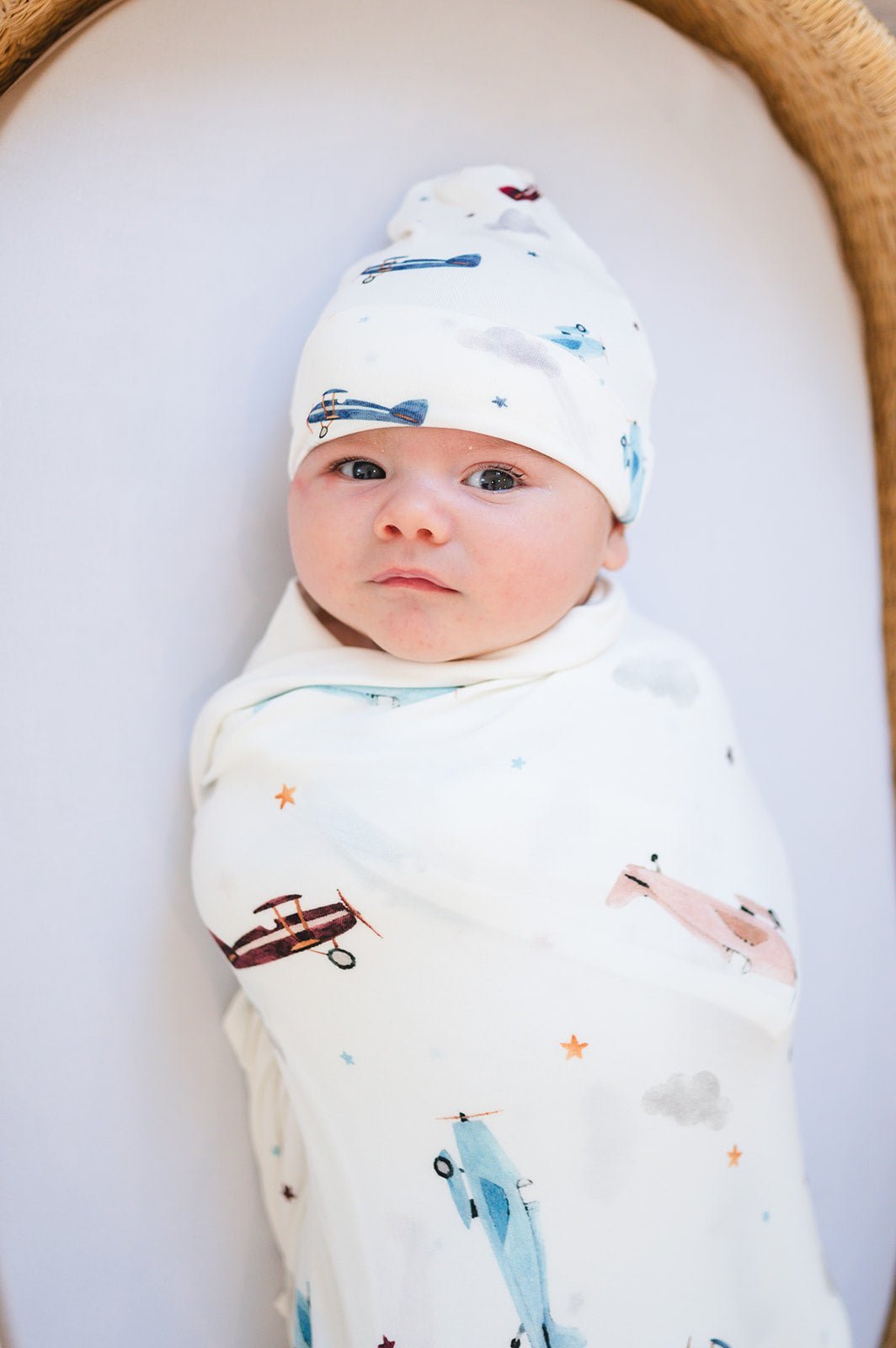 Bamboo Stretch Swaddle - Vintage Airplane - Mack & Harvie