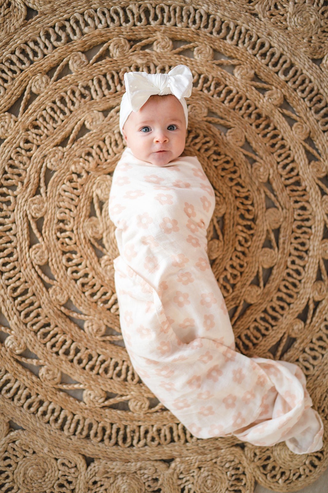 Bamboo Swaddle Blanket - Blush Daisy - Mack & Harvie