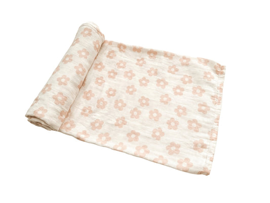 Bamboo Swaddle Blanket - Blush Daisy - Mack & Harvie