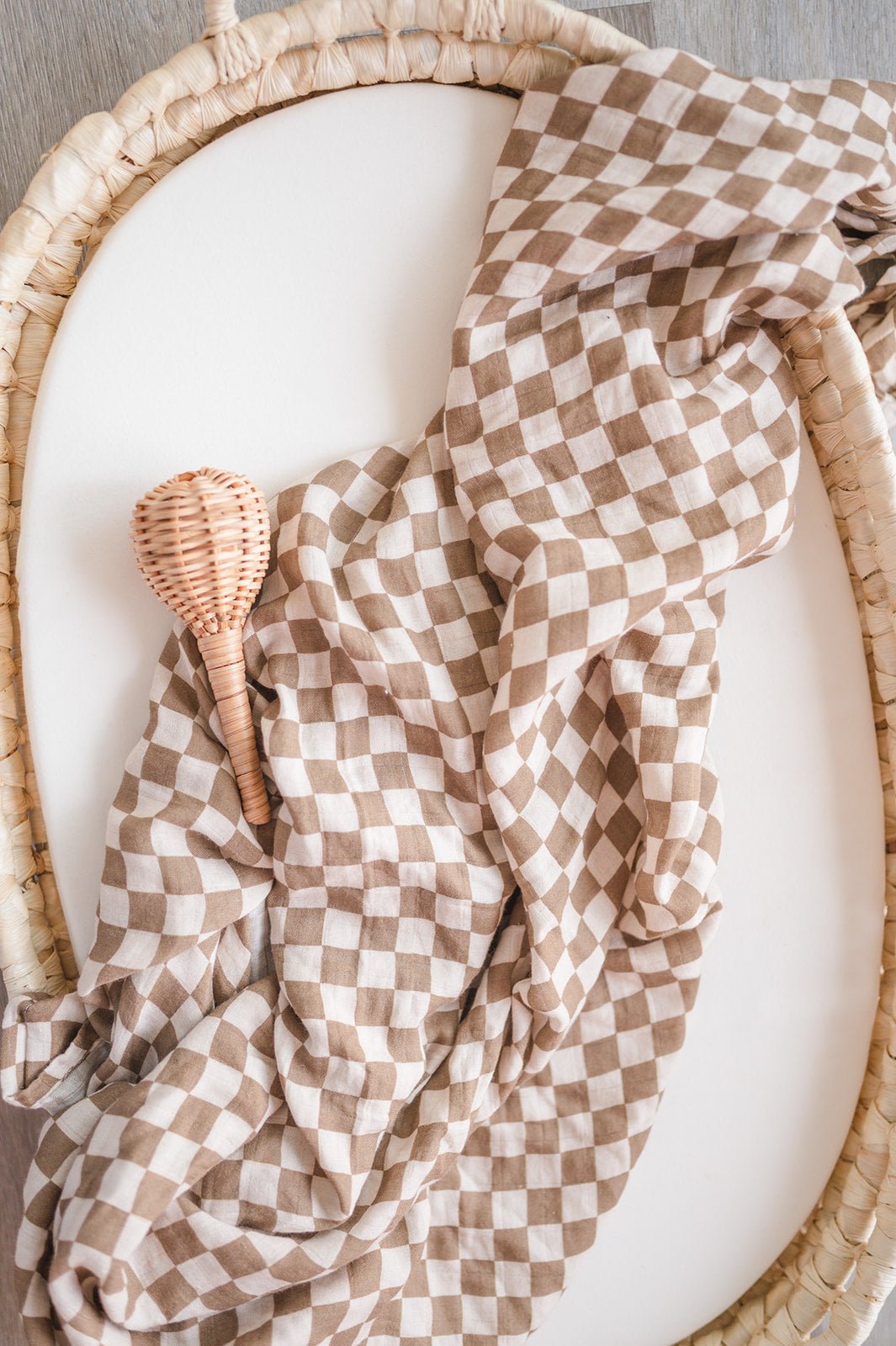 Bamboo Swaddle Blanket - Toffee Checkered - Mack & Harvie