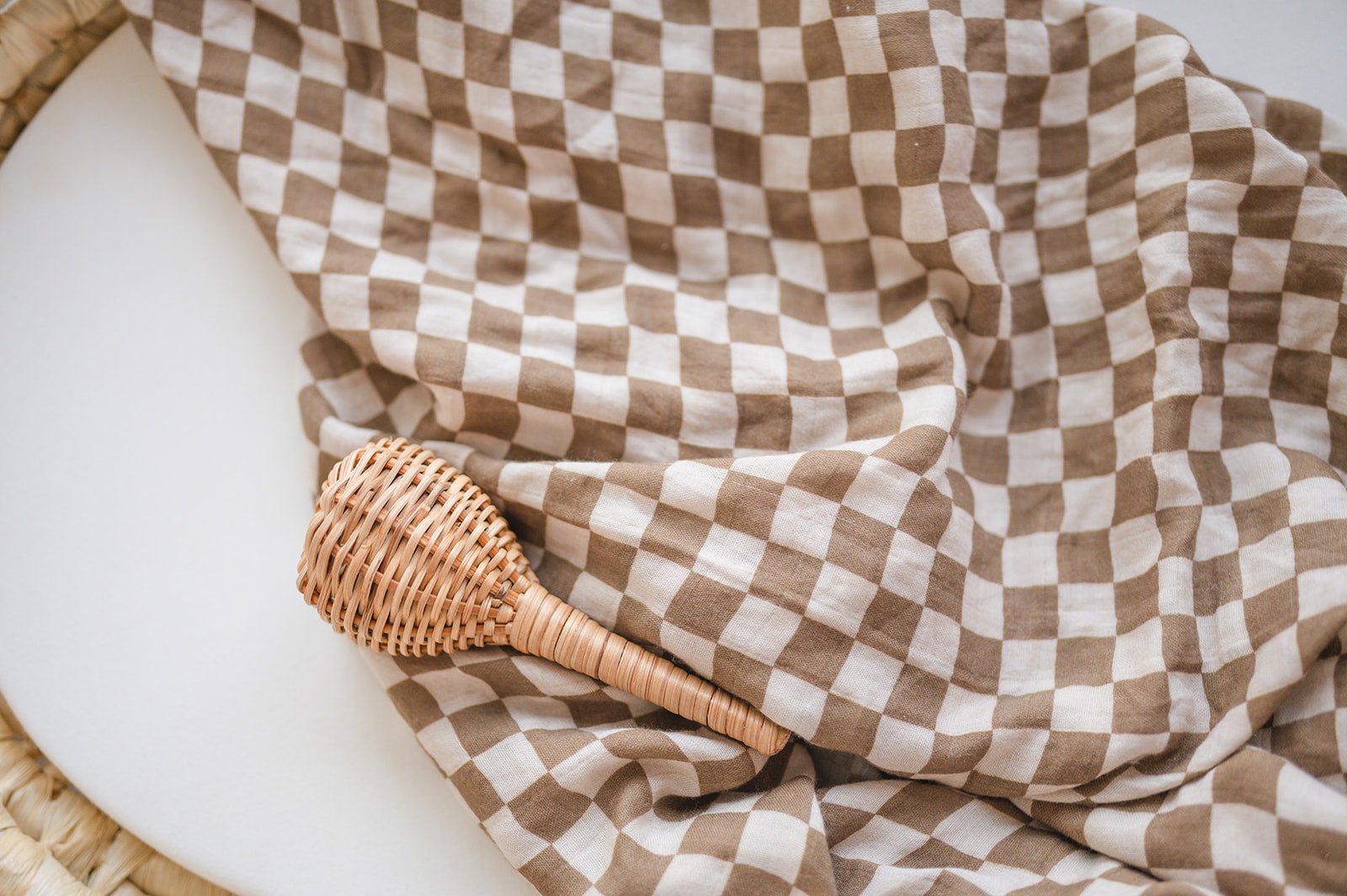 Bamboo Swaddle Blanket - Toffee Checkered - Mack & Harvie