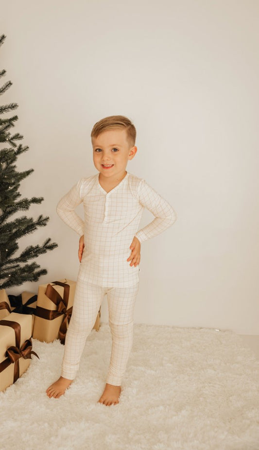 Bamboo Two Piece Pajama | Golden Grid - Mack & Harvie