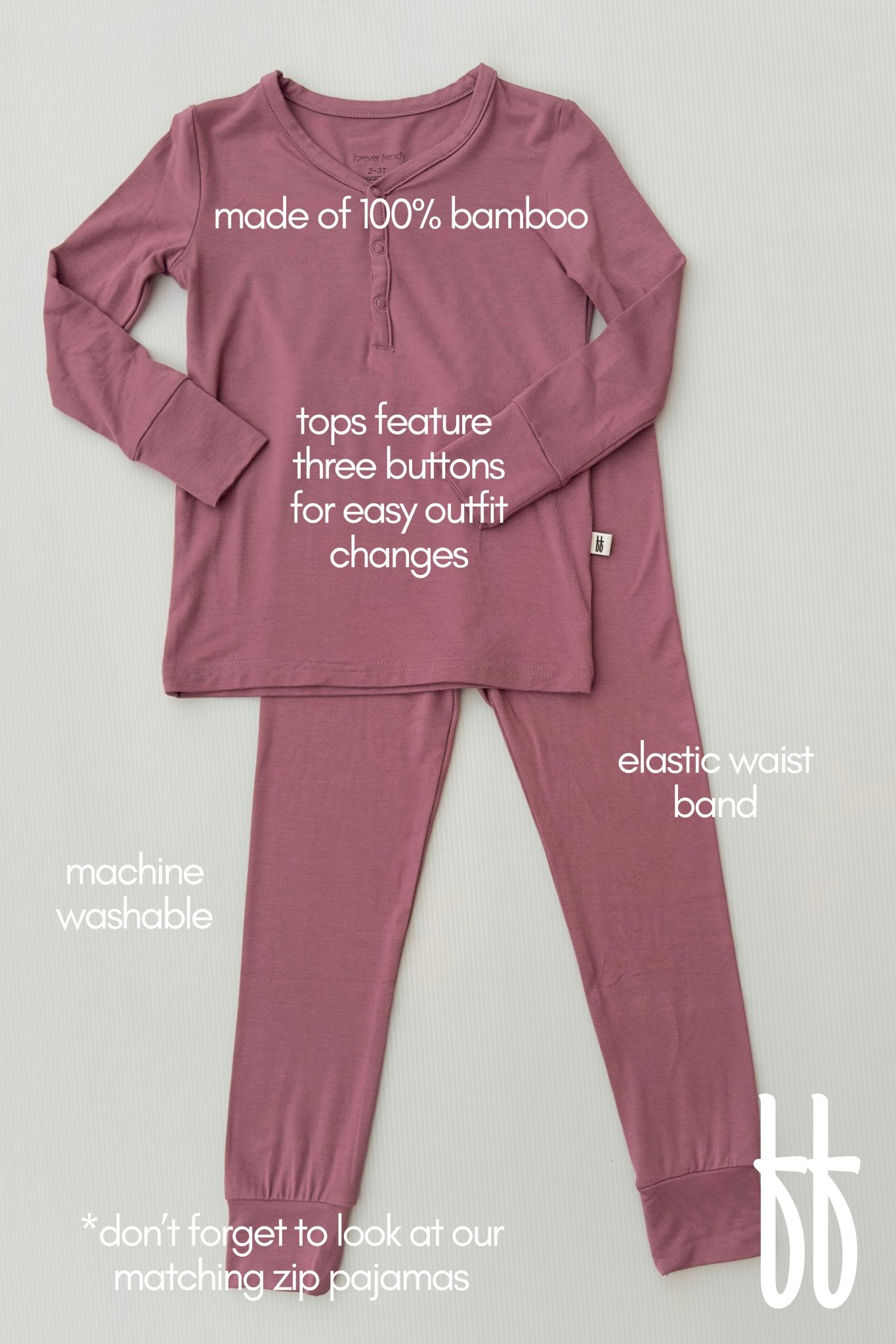 Bamboo Two Piece Pajamas | Amethyst - Mack & Harvie