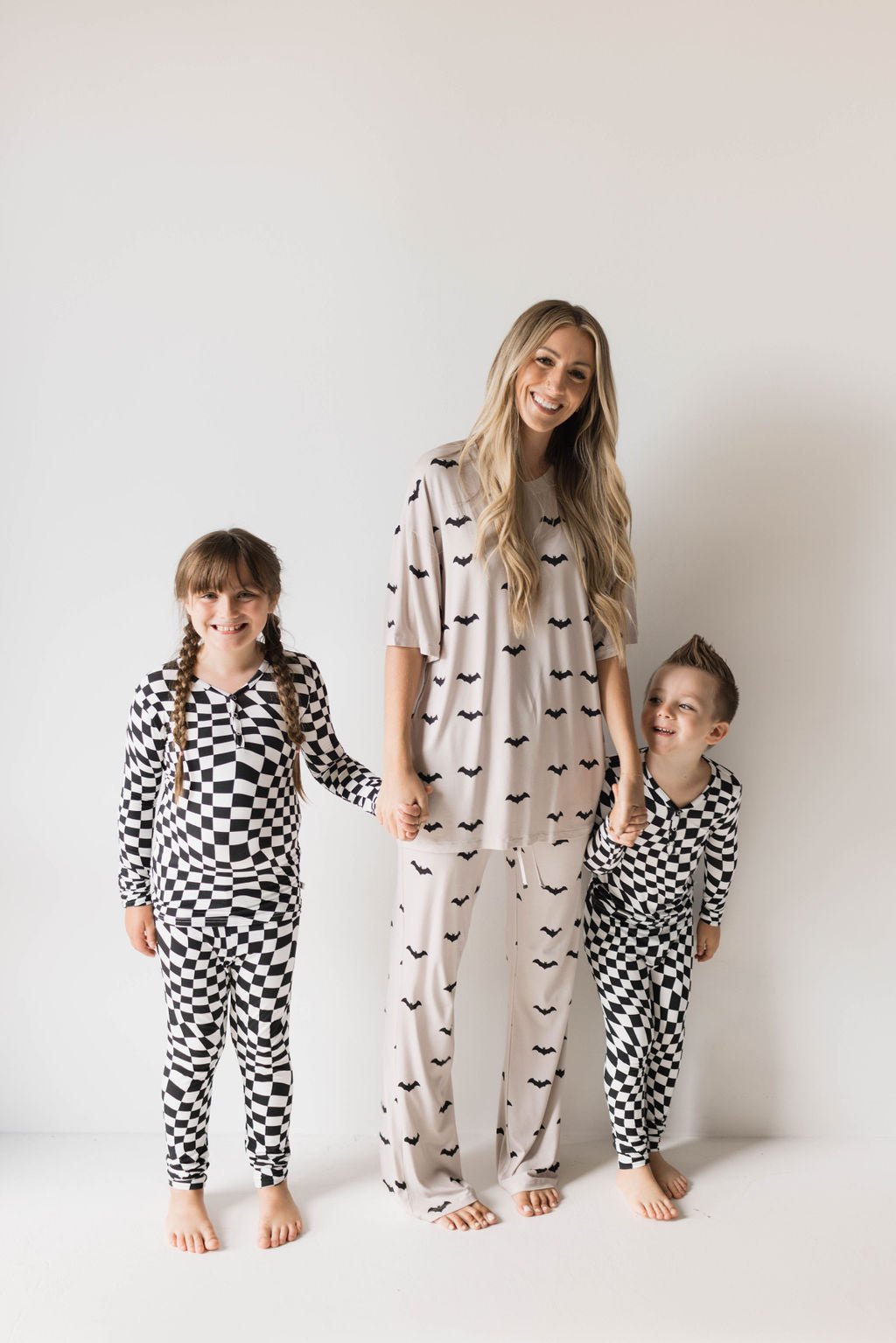 Bamboo Two Piece Pajamas | Black & White Wavy Checkerboard - Mack & Harvie