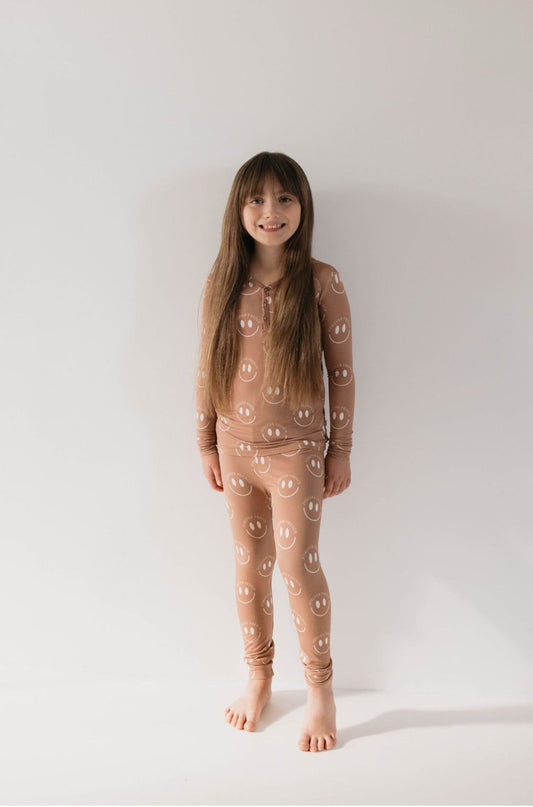 Bamboo Two Piece Pajamas | Desert Clay ff Smile - Mack & Harvie