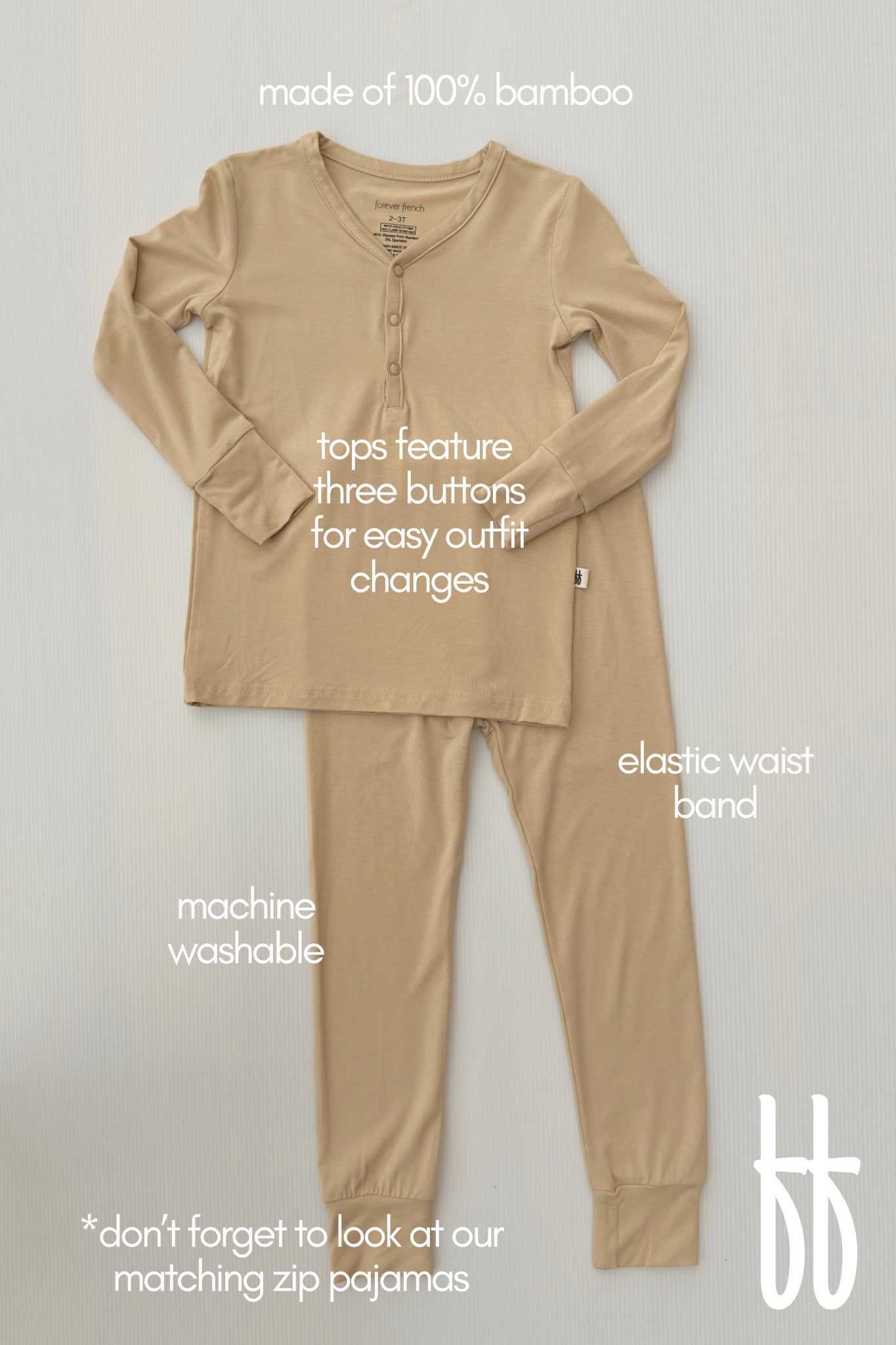 Bamboo Two Piece Pajamas | Limestone - Mack & Harvie