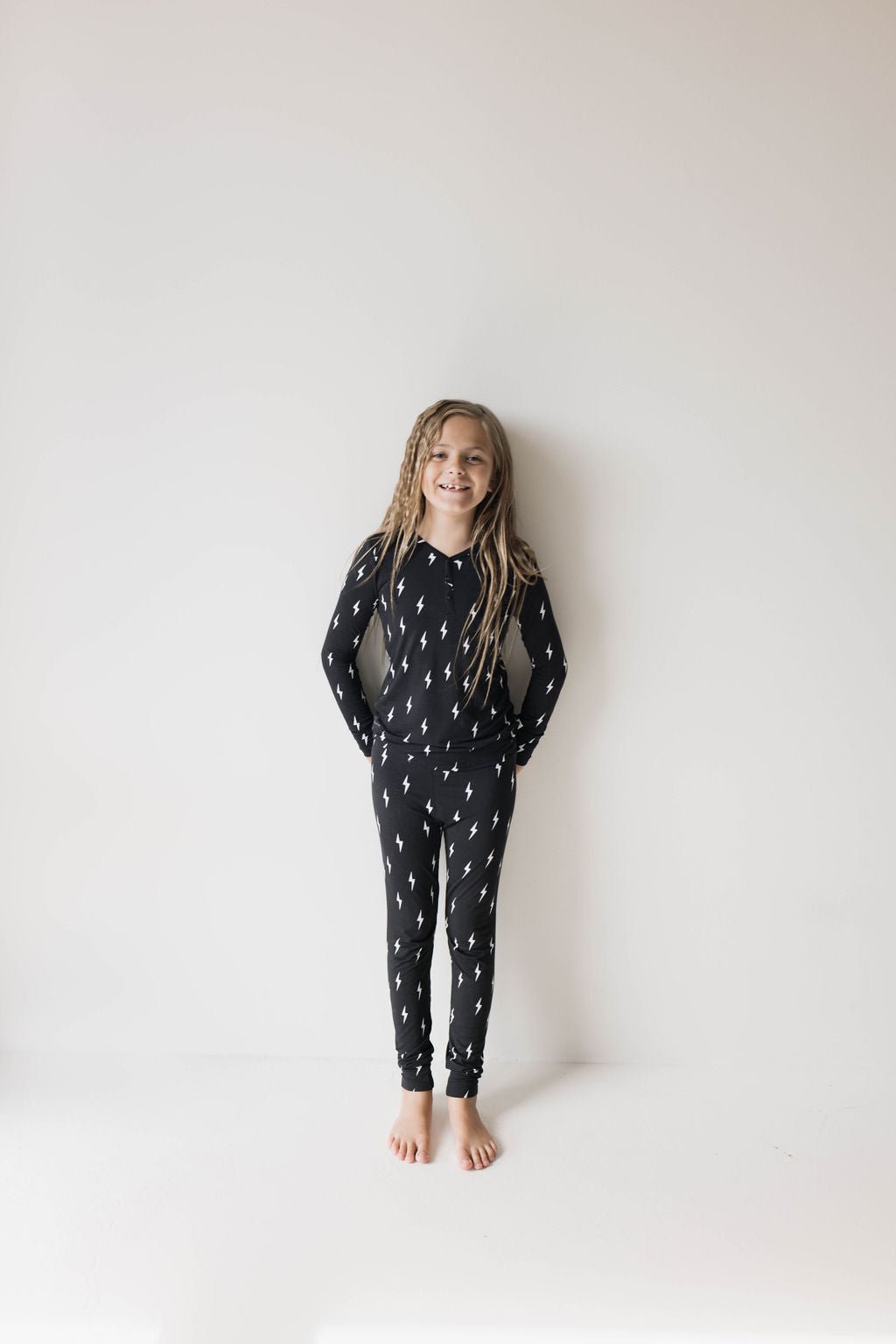 Bamboo Two Piece Pajamas | Midnight Lightning Bolt - Mack & Harvie