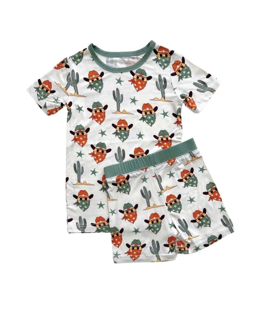 Bamboo Two Piece Shorts Set | Smiley Cowboy - Mack & Harvie